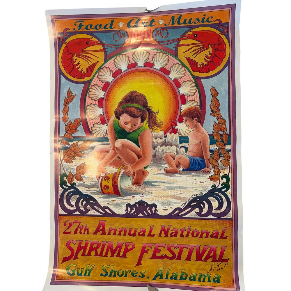 1998 National Shrimp Festival Poster Gulf Shores Ala Derek Capsis Signed 99/250